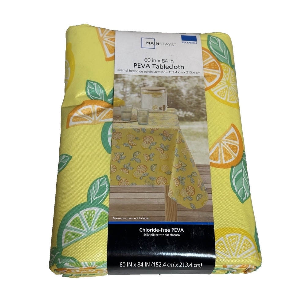 MAINSTAYS peva plastic tablecloth RECTANGLE 60 IN X 84 IN fruit lemon lime orang